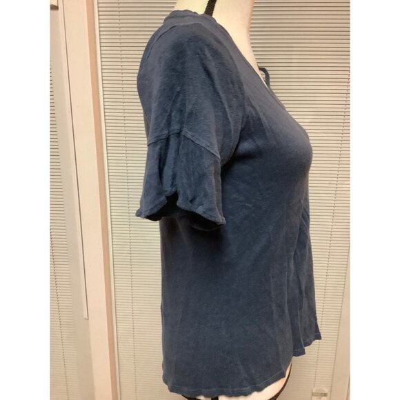 Red Haute Blue Linen Ruffle Sleeve Top -- NWT -- XS - Picture 5 of 10